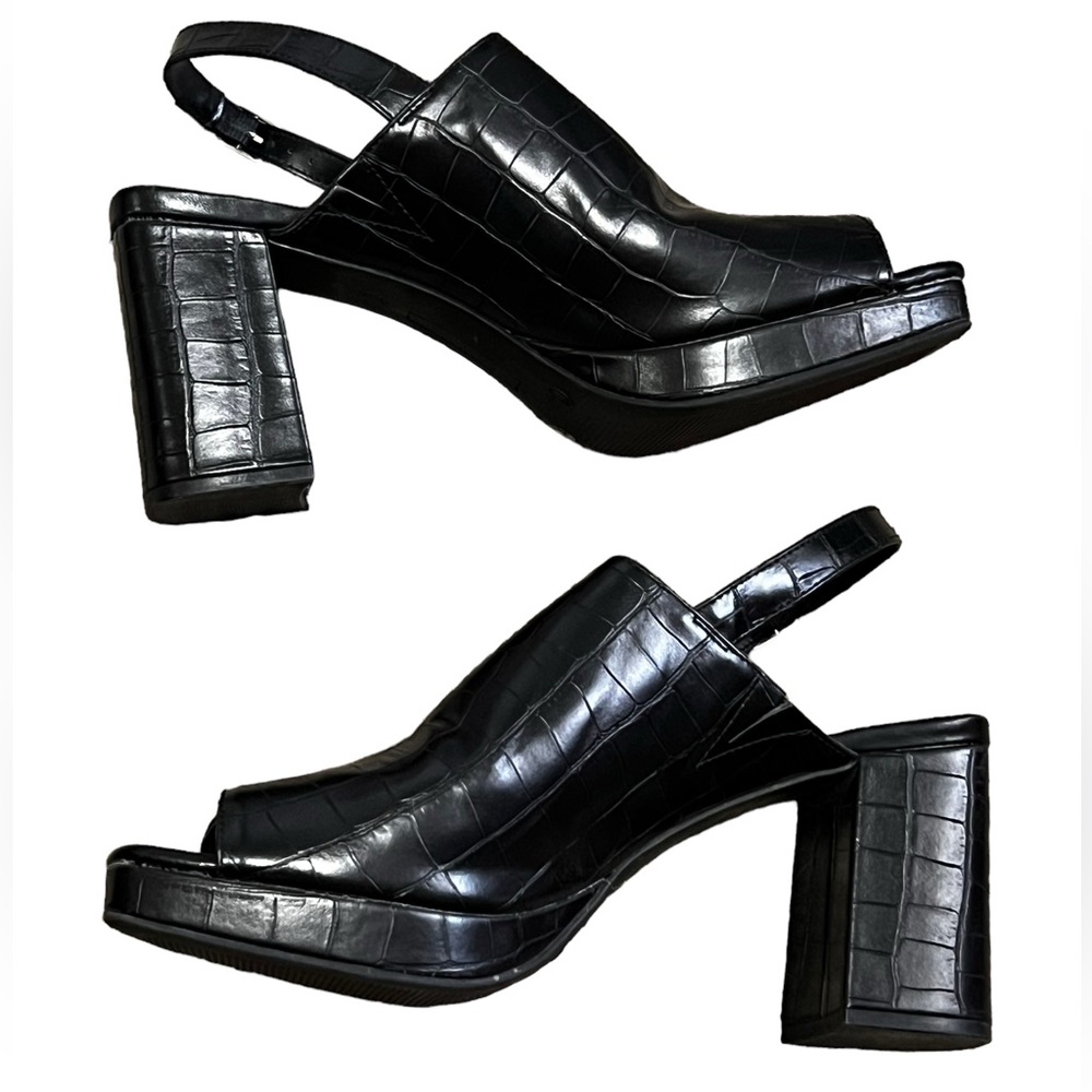 Worthington Black Faux Animal Print Heels